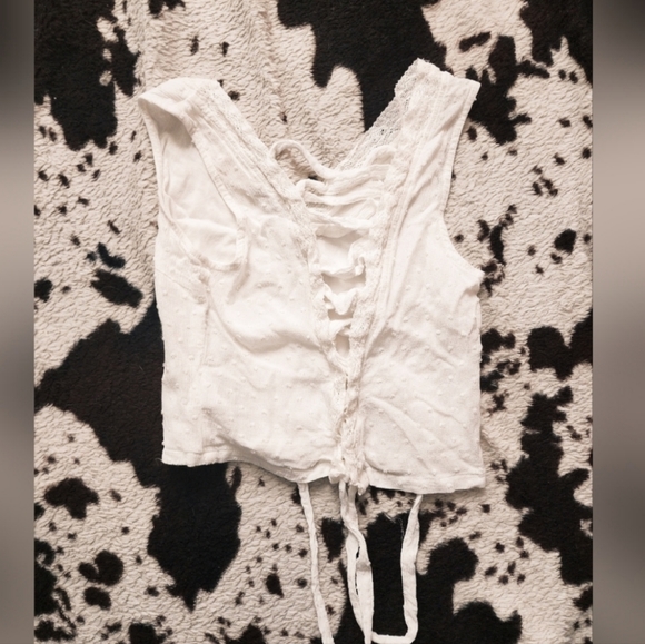 "IDYLLWIND " WOMEN'S LACE UP CROP TANK - WHITE - Picture 5 of 9